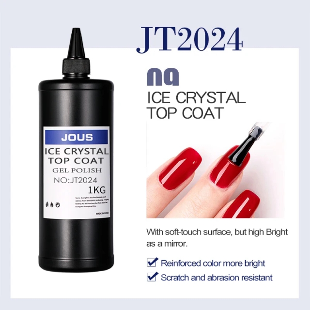JOUS Glossy &Thick Ice Crystal Top Coat for Nail Building with Smooth Touch Mirror Effect Anti Scratch &Long-Lasting Nail Polish