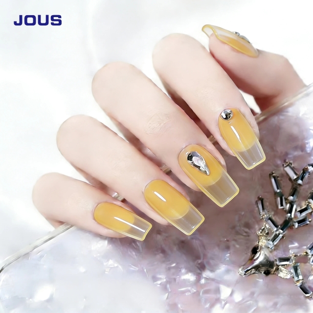 JOUS Vibrant Jelly Effect Yellow Milky Gel with Semi Transparent Sheer Finish and Layer Buildable Effects for Creative Nail Art