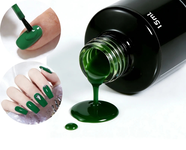 JOUS High Pigmentation Green 6000+ Solid Color Gel for Long Lasting Manicure & Pedicure with Customizable Color Series Salon Use