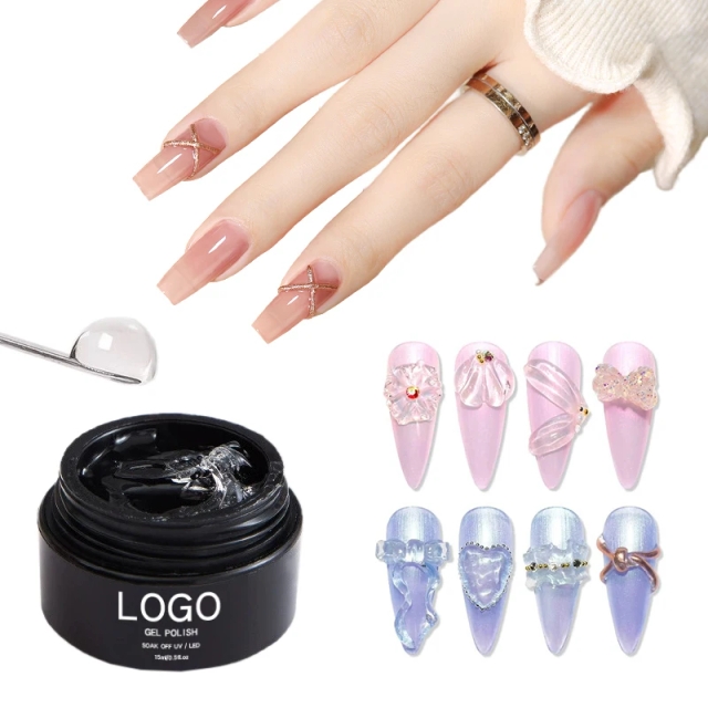 JOUS Premium No Wipe Clear Rhinestone Gel with High Transparency & Strong Bond for Flat Bottom Jewels Nail Art Decoration