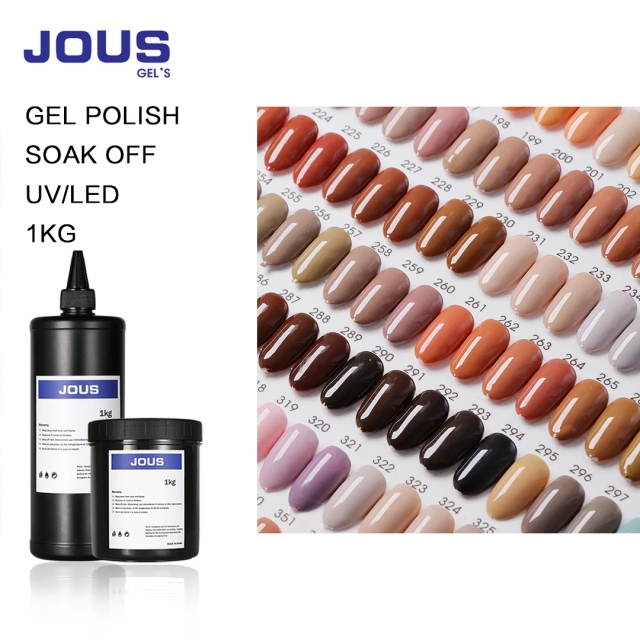 JOUS Non-toxic Nail Gel Polish Nude Colors LED Lamp 1kg Free Sample Color Palette Wholesale Manicure Salon Logo UV Gel