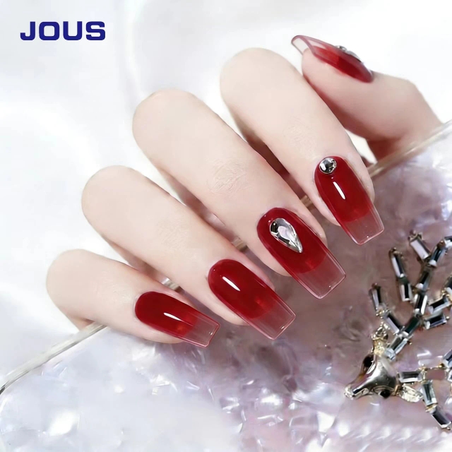 JOUS Vibrant Red High Gloss Semi-Transparent Jelly Gel Polish with Layered Effect for Nail Art & Manicure Salon Quality