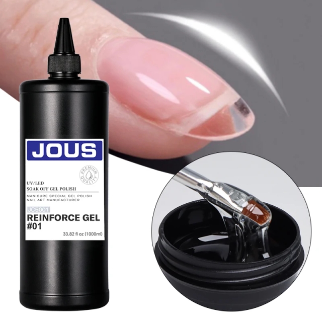 Dual-Purpose Thin Reinforce Gel for Nail Hardening Under Color & Glossy Protection Over Color Adds Strength with Natural Look