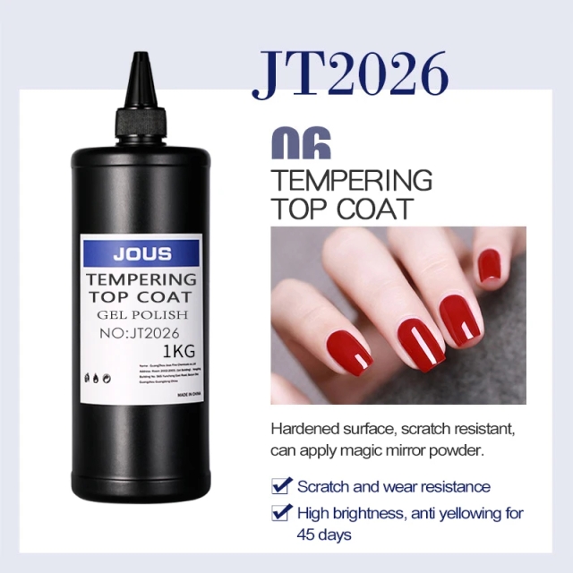 JOUS Multi-Purpose No Wipe Tempering Top Gel High Hardness & Brilliant Shine for Long-Lasting Color Scratch Proof Nail Supplies