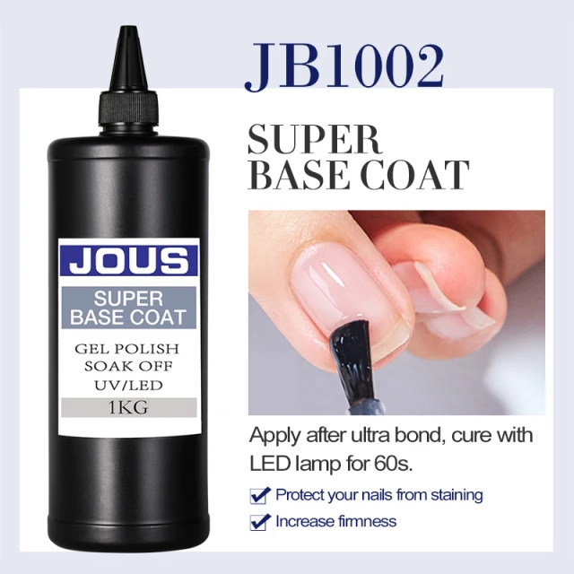 JOUS 60s Fast Cure Breathable Nail Base Coat Gel Ultra Thin Protective Layer for Strong Adhesion Prevents Yellowing & Staining