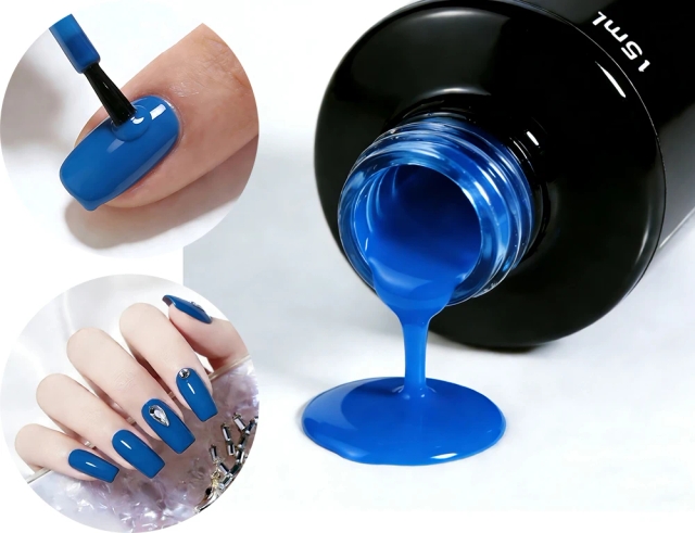 JOUS High Pigmentation Blue 6000+ Solid Color Gel for Long Lasting Manicure & Pedicure with Customizable Color Series Salon Use