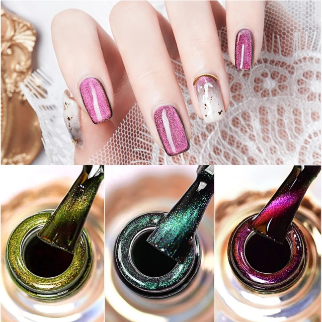 JOUS Crystal Moonlight & Holographic Shimmer Cat Eye Gel Polish for Nail Salon Professional Use With Strong Magnetic Effect