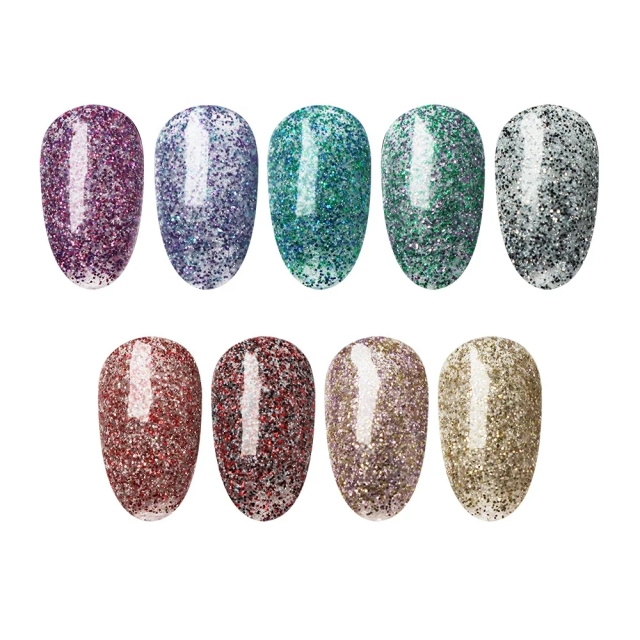 JOUS OEM Shining Glitter Gel Polish Private Label with Sparkling & Reflective Finish Soak Off Long Lasting Nail Art Gel Polish