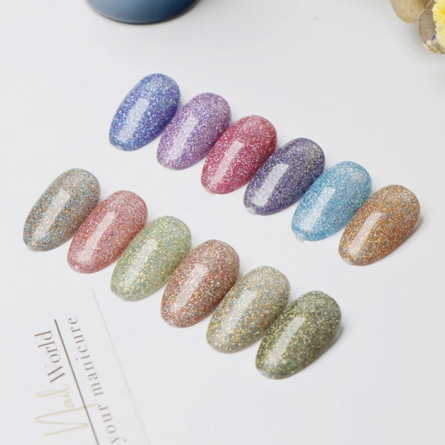 JOUS Dual Effect Glitter Diamond Gel Nail Polish with Sparkle & Reflective Finish for Natural and Flash Light DIY & Salon Use