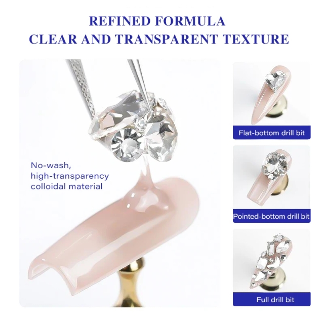 JOUS Professional Resin Fast Drying No Wipe Nail Glue for Rhinestone Gap Filling Reinforcement High Transparency Strong Sealant