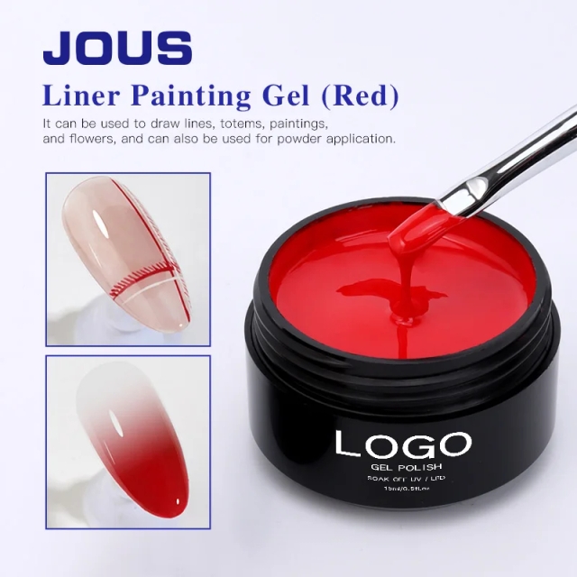 JOUS Red Line Art Gel for Detail Nail Design 60s Fast Dry Painting Gel with Balanced Consistency for Great System Compatibility